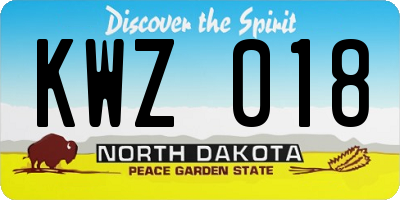 ND license plate KWZ018