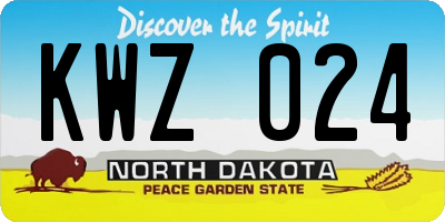 ND license plate KWZ024