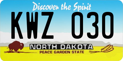 ND license plate KWZ030