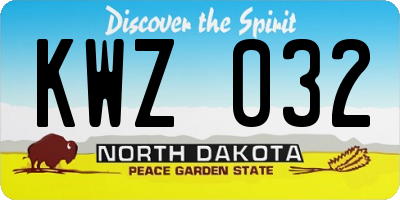 ND license plate KWZ032