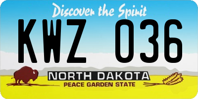 ND license plate KWZ036
