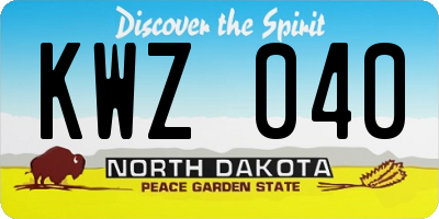 ND license plate KWZ040