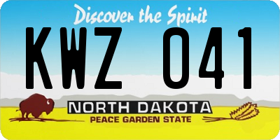 ND license plate KWZ041