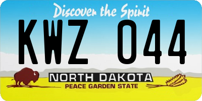 ND license plate KWZ044