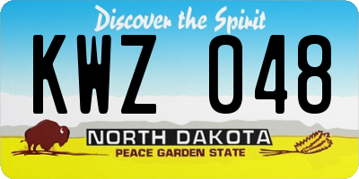 ND license plate KWZ048