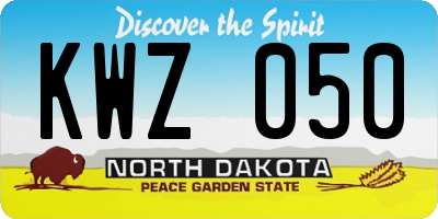 ND license plate KWZ050