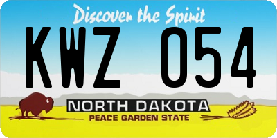 ND license plate KWZ054