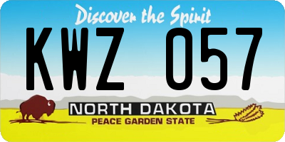ND license plate KWZ057