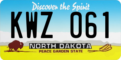ND license plate KWZ061