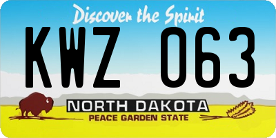 ND license plate KWZ063