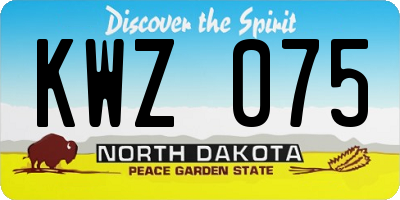 ND license plate KWZ075