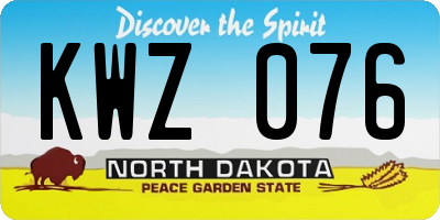 ND license plate KWZ076