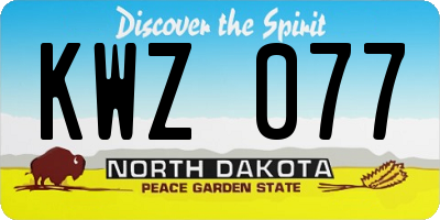 ND license plate KWZ077