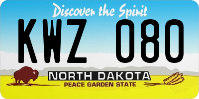 ND license plate KWZ080