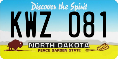ND license plate KWZ081