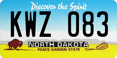 ND license plate KWZ083