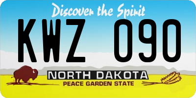 ND license plate KWZ090