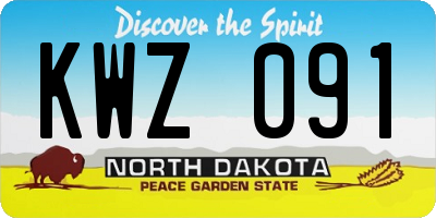 ND license plate KWZ091