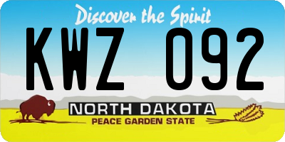 ND license plate KWZ092