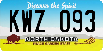 ND license plate KWZ093