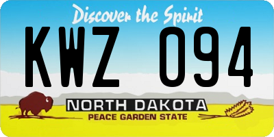 ND license plate KWZ094