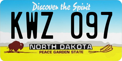 ND license plate KWZ097