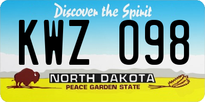 ND license plate KWZ098