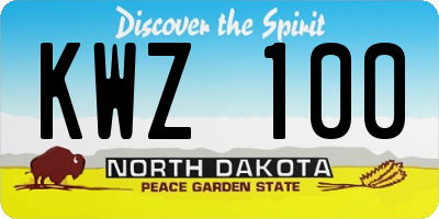 ND license plate KWZ100