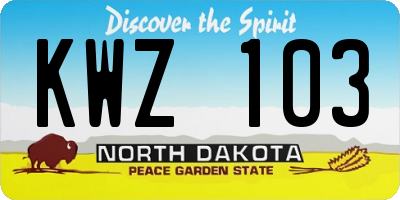 ND license plate KWZ103