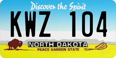 ND license plate KWZ104