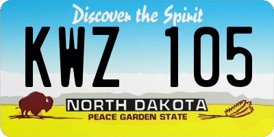 ND license plate KWZ105