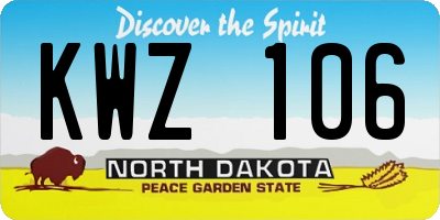 ND license plate KWZ106