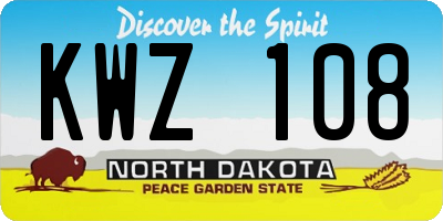 ND license plate KWZ108