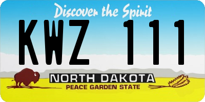 ND license plate KWZ111