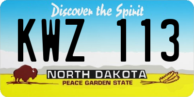 ND license plate KWZ113