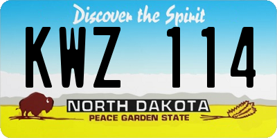 ND license plate KWZ114