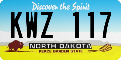 ND license plate KWZ117