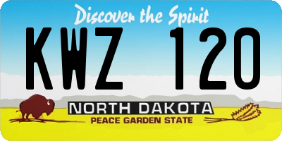 ND license plate KWZ120