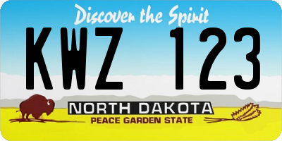 ND license plate KWZ123