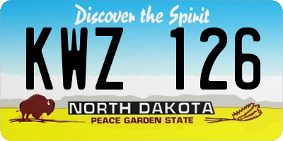 ND license plate KWZ126