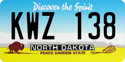 ND license plate KWZ138