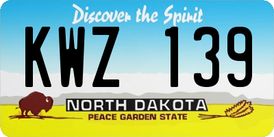 ND license plate KWZ139