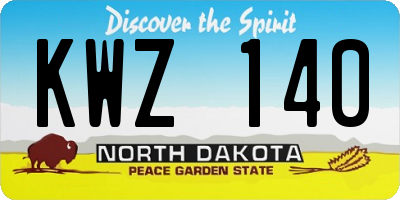 ND license plate KWZ140
