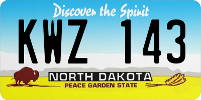 ND license plate KWZ143