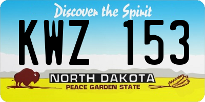 ND license plate KWZ153