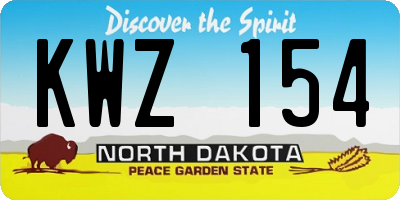 ND license plate KWZ154