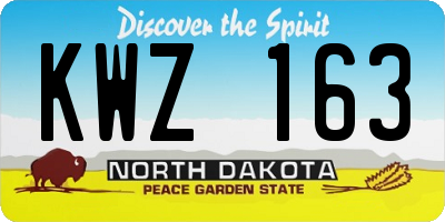 ND license plate KWZ163