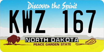 ND license plate KWZ167