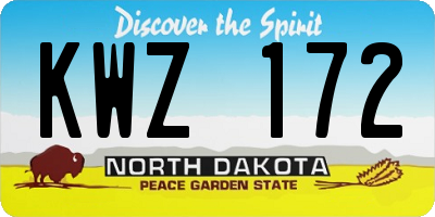 ND license plate KWZ172