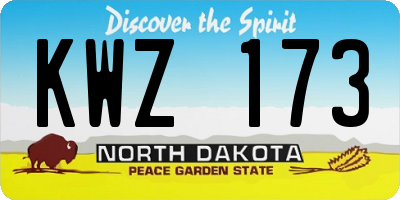 ND license plate KWZ173
